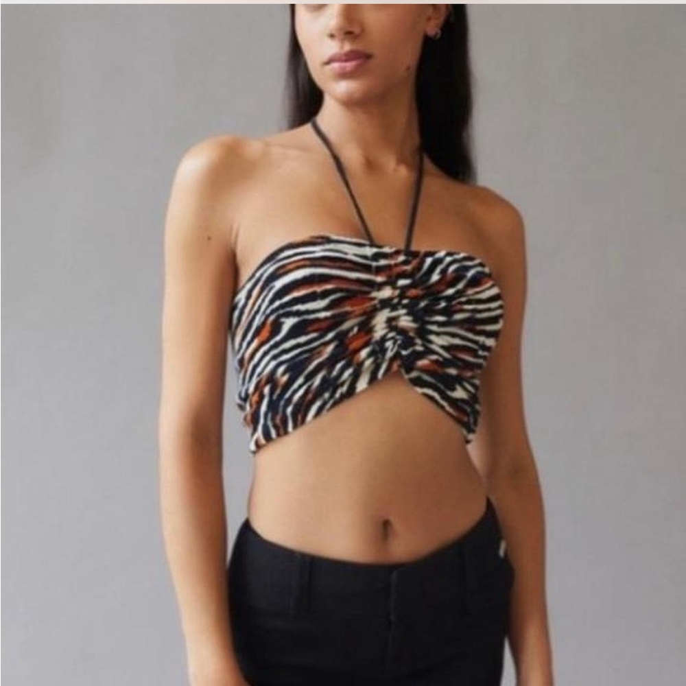 *NWT Urban Outfitters Tiger Stripe Halter Crop Top Streetwear/Festival/Club M